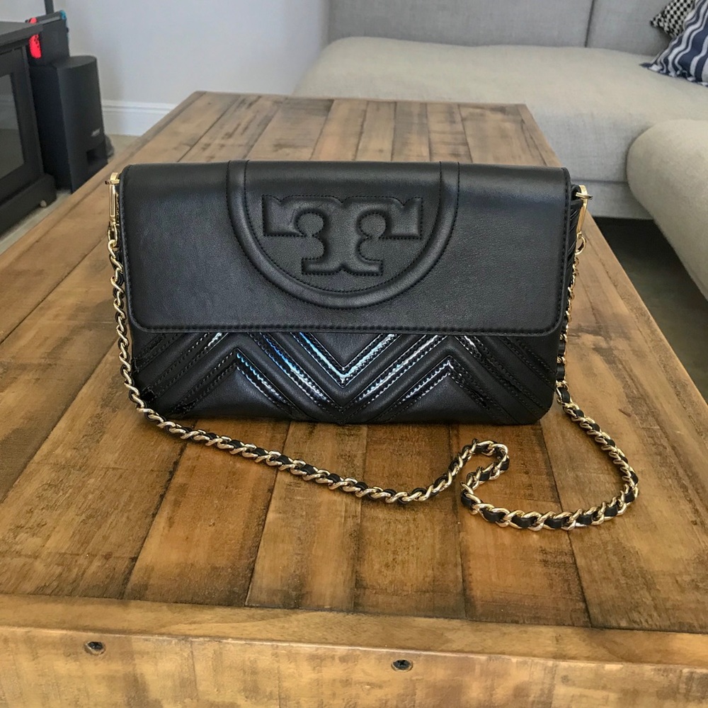 Tory Burch Leather Clutch Bag Black